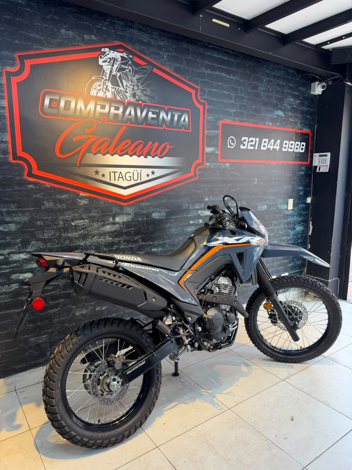Honda XR300 Tornado Gris modelo 2026 · Vista trasera y lateral